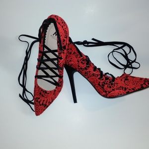 Shoe Dazzle "Madison" Sexy Lacey Lace-Up Pump